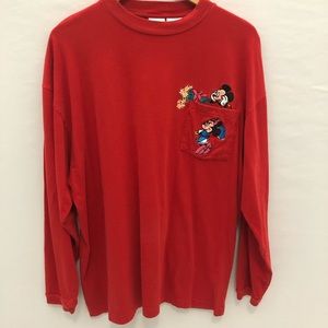 Vintage Disney Red L/S Mickey Minnie Top Sz XL